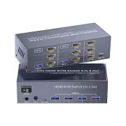 8K@60Hz HDMI KVM Switch 3 Monitors 2 Computers, 4K@120Hz USB 3.0 Three Monito...