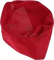 [Ipetboom] Unisex Japanese Chef Hat Kitchen Waitress Headband Polyester Catering Cap for Men Women Red
