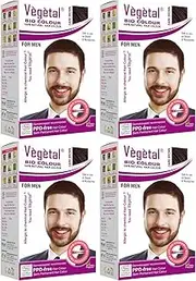 Vegetal Bio Colour - Experience Natural Black Beard Hair Color for Men Ammonia-Free, PPD-Free, 100% Organic, and Herbal Safe and Effective Beard Dye 25g Each Pack of 4