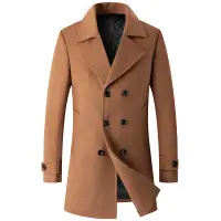 在飛比找蝦皮購物優惠-男冬季大衣外套  秋冬新款歐碼男式羊毛呢大衣 時尚雙排扣 翻