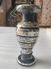 15" Marble Flower Vase Mother Of Pearl Shell Inlay Art Piece For Home Decor Gift
