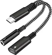 USB c to 3.5mm Headphone and Charger Adapter,2 in 1 USB C to Aux Audio Jack with PD Fast Charging Dongle Cable Cord for iPhone 15/15 Pro Max,Galaxy S23/S22/S21 Ultra, iPad Pro