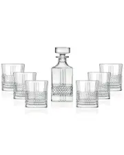 Barski European Crystalline Whiskey Decanter and 6 Double Old Fashioned Tumblers