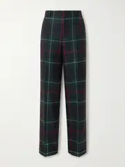 [Polo Ralph Lauren] Polo Ralph Lauren - Checked Wool-flannel Straight-leg Pants - Dark green - US8 US 8 Green