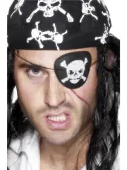 Adult Unisex Pirate Eyepatch Skull and Crossbones Smiffys Fancy Dress Costume