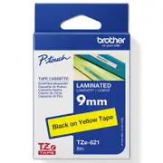 Brother TZE-621 Laminated Labelling Tape 9mm (Black On Yellow)