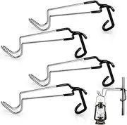 Tlence 4 Pack Camping Lantern Hook Hangers, Outdoor Lamp Hanger Stand, Stainless Steel Non-Slip Tent Light Pole Hook, Portable Water Bottle Holder Bracket for Camping Hunting Fishing Hiking