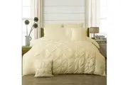 Diamond Pintuck Super King Size Quilt/Doona/Duvet Cover Set - Beige