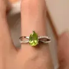 2Ct Pear Cut Natural Green Peridot 14k White Gold Plated 925 Engagement Ring 7 8