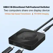 2 Computers USB C Bidirectional Switcher KVM Switch 8K@60Hz HDR 10Gbps Transfer