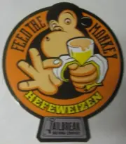 FEED THE MONKEY HEFEWEIZEN 3 X 3 1/2'' STICKER Label Jailbreak MARYLAND Dk Orang