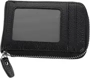 [CATIEBYE] Leather Credit Case Organizer Zipper Closure Pouch for Id Cards Coins for Travel