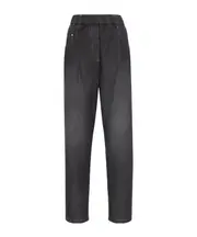 Brunello Cucinelli Elastic Waist Tapered Jeans IT42,IT46 Cowboy grey