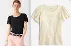 NWT J.Crew $39.50 Organic slub cotton flutter-sleeve T-shirt, Light Khaki- Sz S