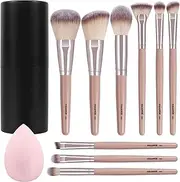 Makeup Brushes 11 Pcs Easy-taken Travel Makeup Brush Set Foundation Eye Shadows Blush Face Powder Concealer Mini Make up Brushes with Case (Pink)