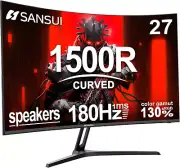 27 Inch Curved Gaming Monitor 180Hz 1Ms with Speakers FHD 1080P Computer Monitor