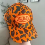 Von Dutch Orange Cheetah Velvet Trucker Hat Snap Back New NWT