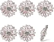6 PCS Shiny Flower Rhinestone Buttons 1 Inch Rhinestone Buttons Crystal Embellishments DIY Decoration Bottons for Crafts Wedding Party Clothes, Pink