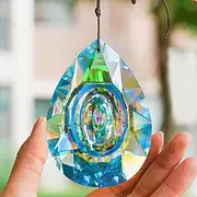 89mm/3.5in Large Suncatchers Crystal Prisms for Window Crystal Suncatchers Hanging Sun Catchers Indoor Rainbow Maker Crystals for Home Garden Decor Lamp Chandelier Lamp Prisms