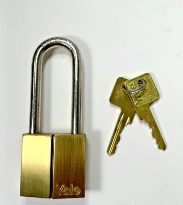 NOS Yale Eaton Brass Padlock w/ 2 keys Long Shackle 4.5” 115mm Vintage Very Rare