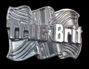 TRUE BRIT! UNION JACK PATRIOTIC FLAG BELT BUCKLE DRAGON DESIGNS PEWTER & CHROME
