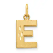 14K Yellow Gold 14Ky Satin Diamond-Cut Letter E Initial Charm