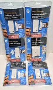 GE Wireless Alarm System Sensor Lot Of 4 Window - 1 Garage Door - 1 Water Leak