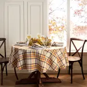 Elrene Home Fashions Russet Harvest Woven Plaid Tablecloth, 60 x 84 Oval
