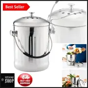 Elegant Stainless Steel Compost Bin with Dual Filter - 1.3 Gallon Kitchen Design