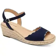 Charter Club Ankle Strap Espadrille Wedge Sandals Luchia Size US 10.5M Navy Blue
