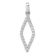 Solid 14k White Gold 1/10ct. Simulated CZ Fancy Pendant