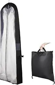lehom Dust Proof Garment Storage Bags Wedding Dress Storage Bag Black Foldable Hanging Garment Cover Bridal Gown for Travel Suits Tuxedos Dresses Coats Wedding Dress Garment Bag 72” x 24“ Large