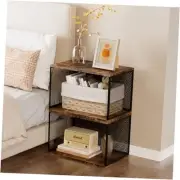 2 Cube Bookshelf Organizer, Stackable Cubes Storage Medium 2 Cubes-brown(m)