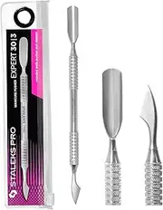 STALEKS PRO Double Cuticle Pusher Wide Rounded Pusher + Cleanser Manicure Pedicure Stainless Steel Expert 30/3