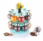 Round Multipurpose 360 Degree Revolving Transparent Spice Rack Set (Pack of 16)