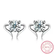 925 Sterling Silver Earrings Stud AAA Zirconia Push Back Clasp L792