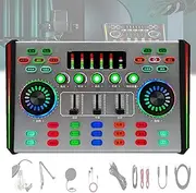 Gaming Audio Mixer,48v Large Diaphragm,Sound Card with Stand and Pop Filter,8 Modes,12 Electronic Tone,Audio Mixer with Sound Card for Pc/Laptop/Phone,Streaming/Podcasting,Combo2
