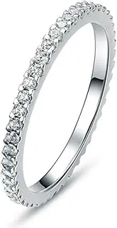 [3MNSCD] Sterling Silver Jewelry Zircon Infinity Ring Wedding Band Eternity Ring for Women 18K White Gold Plated