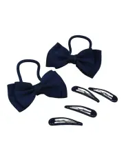 [School Rules] Hair Tie & Clip Set in Navy