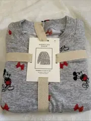 American Eagle AE x Disney Mickey Mouse Plush PJ Set Cropped Shirt/Shorts~Gray~M