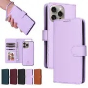Removable Leather Magnetic Wallet Case For iPhone 15 15 Pro Max 14 13 12 11 XR 8