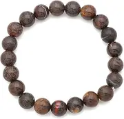 [HIMALYA QUARTZ] Natural Stone Beads Strech Bracelet For Women Men Ethnic Boulder Opal Round Plain Dainty Minimalist Bracelet GB-100, Adjustable, Gemstone, boulder opal