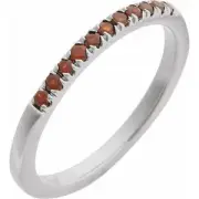 14K White Gold Natural Mozambique Garnet Stackable Ring Size 7, 2.3gm