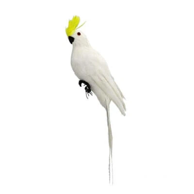 Artificial Lifelike Parrot Cockatoo Foam Feather Bird - White 25cm Small