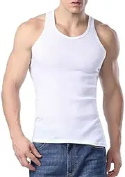 [Diamond Star] Men's Undershirts (Pack of 6) - Soft Cotton Blend, Tag Less A-Shirt Crew Neck - Comfortable Fit