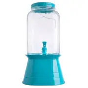 Gibson Home Chiara Blue 2 GL Mason Dispenser Metal Lid & Base 2 Gallon