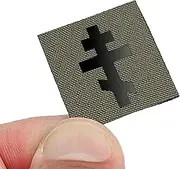 [LEGEEON] Mini Orthodox Cross Crucifix Tactical Morale Patch [Ranger Green,Black]