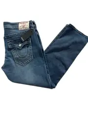 True Religion Jeans Men’s Sz 36x32 Geno Big T Flap Slim Medium Blustery Wash