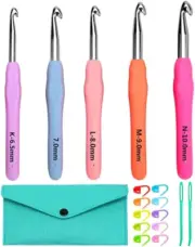 Large Ergonomic Crochet Hooks,10Mm 9Mm 8Mm 7Mm 6.5Mm Crochet Hook Set With