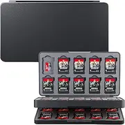 PAWDIARY 40 Slots Switch Game Card Case for NS/OLED/Switch 2, Portable Hardshell Compact Storage for 40 Switch Cards & 40 SD Cards, Pure-Black Card Holder with Magenic Closure Large Capacity